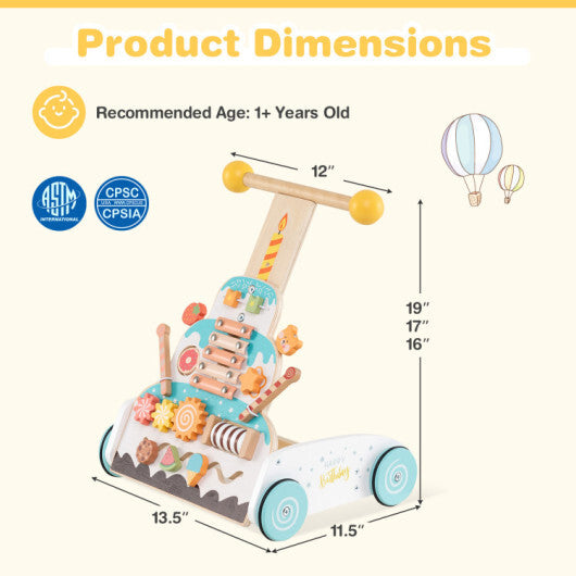 Wooden Baby Walker and Large Infant Playpen Bundle W2B