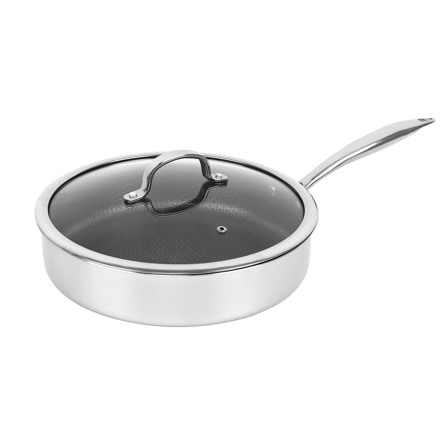 Brentwood 11 inch Hybrid Non-Stick Stainless Steel Deep Saute Pan with Glass Lid W2B