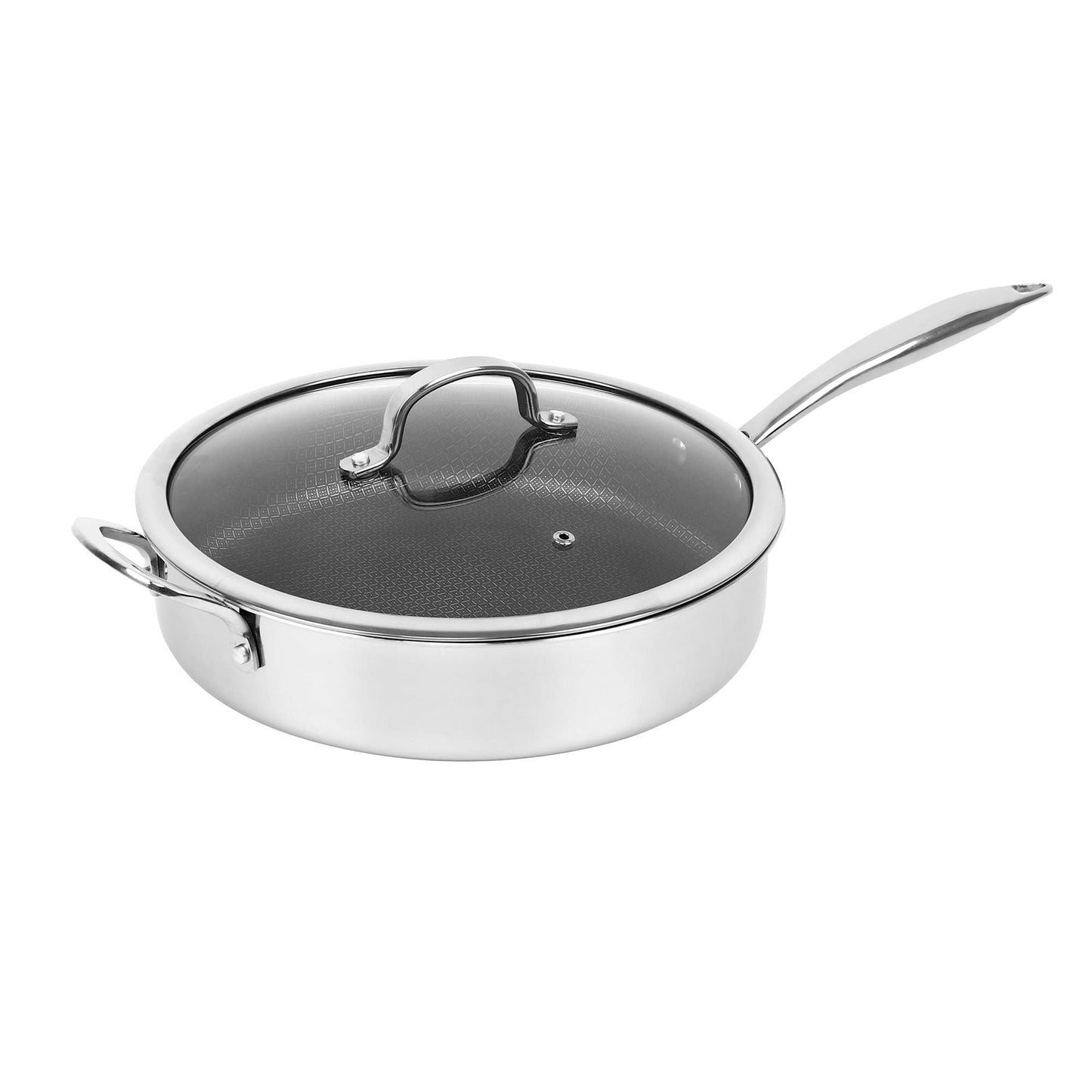 Brentwood 11 inch Hybrid Non-Stick Stainless Steel Deep Saute Pan with Glass Lid W2B