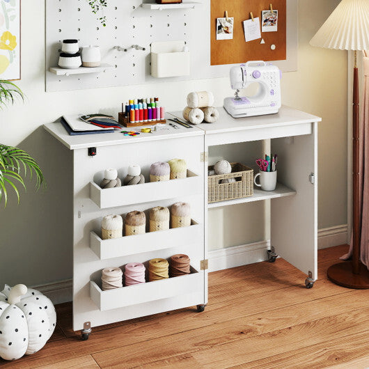 Sewing Machine and Table Set with Charging Station Folding Craft Desk and Beginner Sewing Machine W2B
