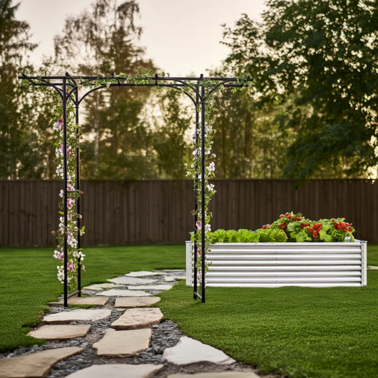 Grow and Flourish: All-in-One Garden Arbor and Raised Bed Bundle W2B