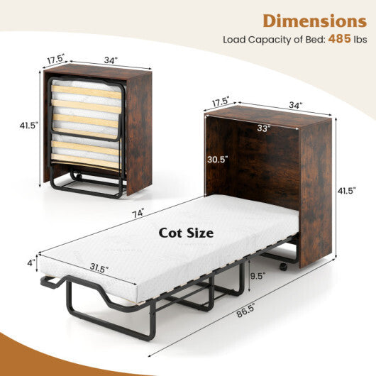 3-Piece Space-Saving Living Room with Teddy Sofa  Display Bookshelf & Foldable Murphy Bed W2B