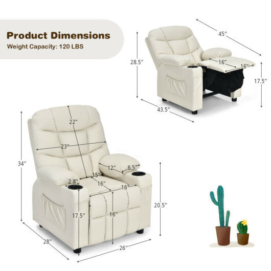 6.5FT Pre-Lit Christmas Tree & Beige Kids Recliner Chair Set  Cozy Holiday Bundle W2B