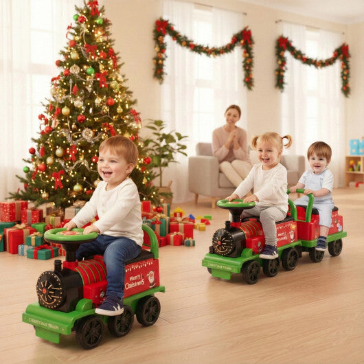 6V Toddler Ride On Train Combo: Track Ride & 2-Seater Carriage Set