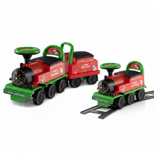 6V Toddler Ride On Train Combo: Track Ride & 2-Seater Carriage Set