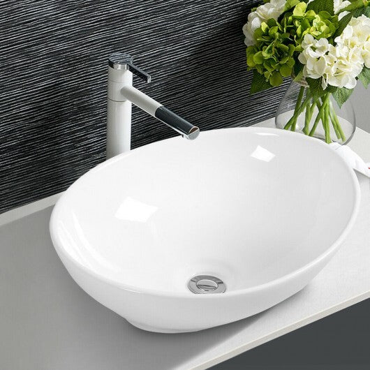 Oval Bathroom Basin Ceramic Vessel Sink W2B