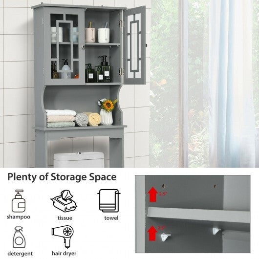 Bathroom Spacesaver Organizer with Adjustable Shelf-Gray