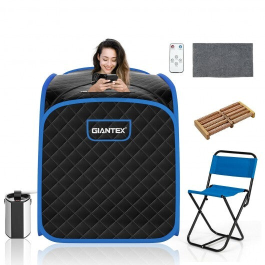 Portable Personal Steam Sauna Spa with Steamer Chair-Black W2B