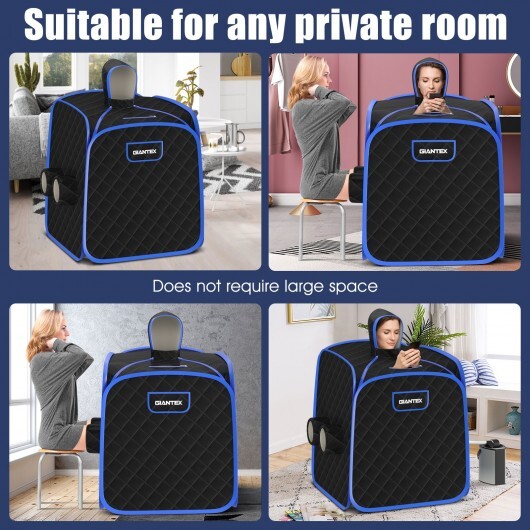 800W 2 Person Portable Steam Sauna Tent SPA with Hat Side Holes 3L Steamer-Gray