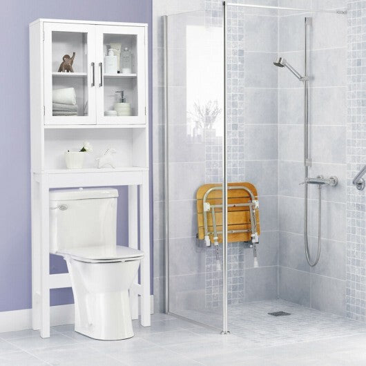 Over the Toilet Storage Cabinet Bathroom Space Saver with Tempered Glass Door W2B