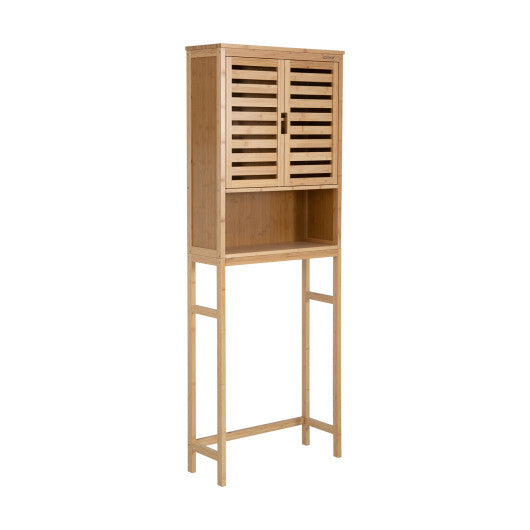 Bamboo Over The Toilet Storage Cabinet Bathroom with Adjustable Shelf-Natural - Color: Natural W2B