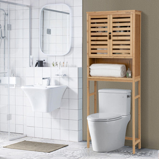 Bamboo Over The Toilet Storage Cabinet Bathroom with Adjustable Shelf-Natural - Color: Natural W2B
