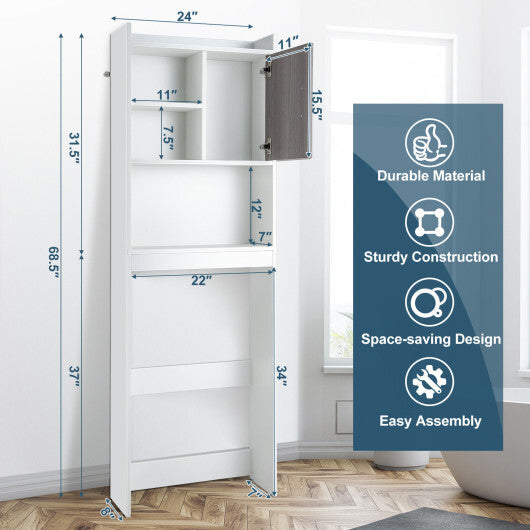 4-Tier Space-saving Toilet Sorage Cabinet with Open Shelves W2B