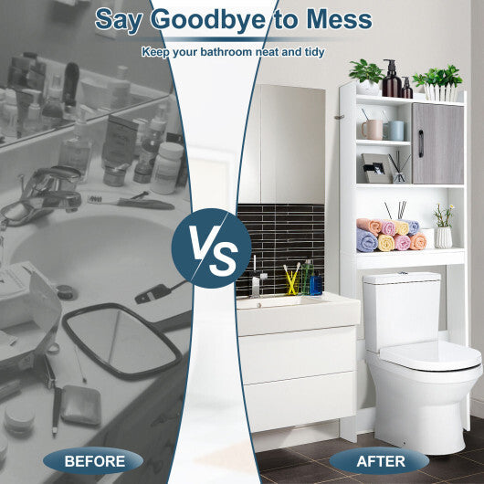 4-Tier Space-saving Toilet Sorage Cabinet with Open Shelves W2B