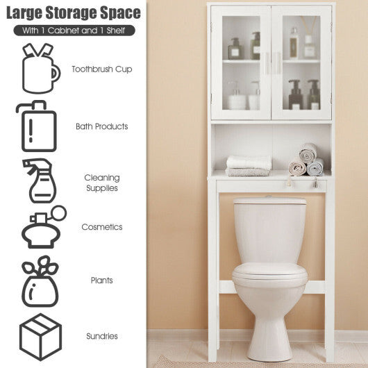 Over the Toilet Bathroom Storage Cabinet with Adjustable Shelf W2B