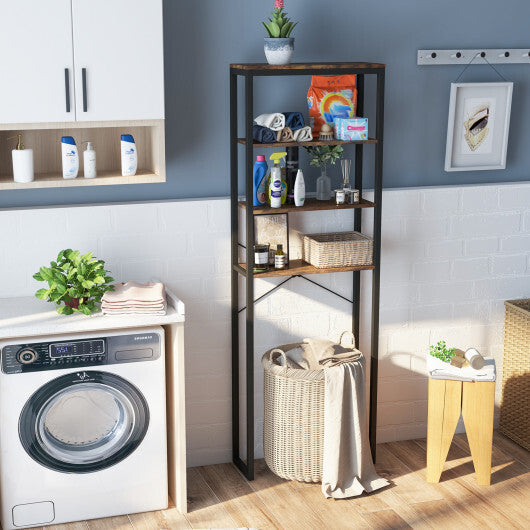 4-Tier Freestanding Over the Toilet Storage Rack-Rustic Brown W2B