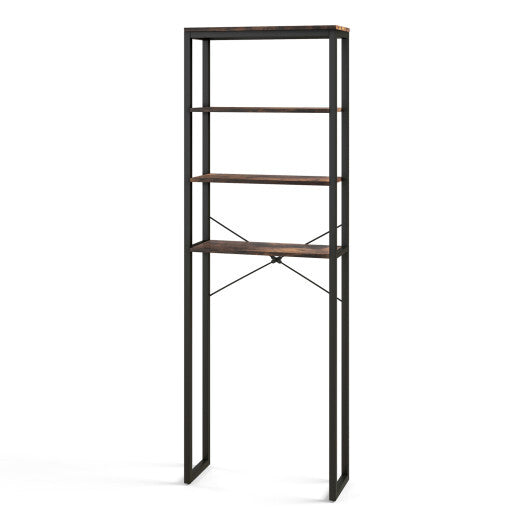 4-Tier Freestanding Over the Toilet Storage Rack-Rustic Brown W2B