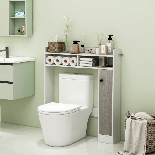 Bathroom Over the Toilet Floor Storage Organizer with Adjustable Shelves-White W2B