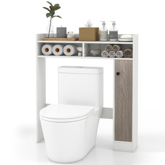 Bathroom Over the Toilet Floor Storage Organizer with Adjustable Shelves-White W2B
