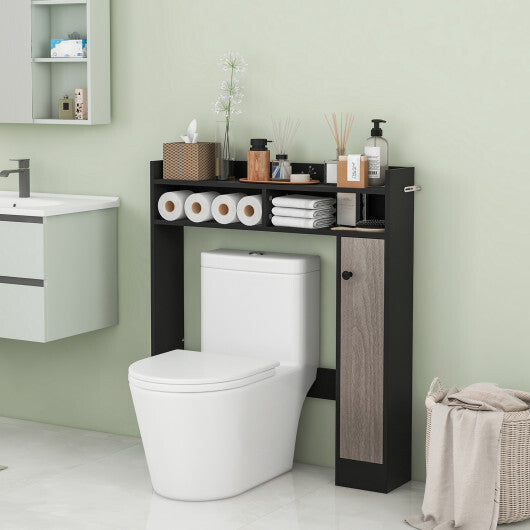 Bathroom Over the Toilet Floor Storage Organizer with Adjustable Shelves-White W2B