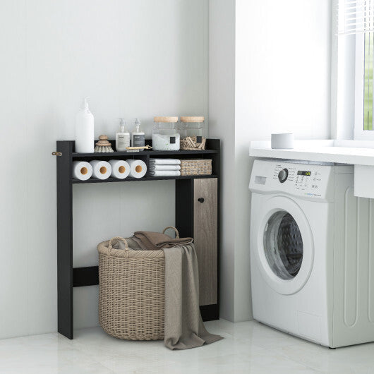Bathroom Over the Toilet Floor Storage Organizer with Adjustable Shelves-White W2B