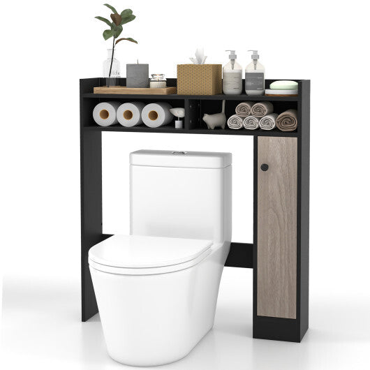 Bathroom Over the Toilet Floor Storage Organizer with Adjustable Shelves-White W2B