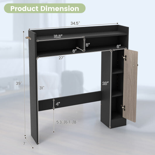 Bathroom Over the Toilet Floor Storage Organizer with Adjustable Shelves-White W2B
