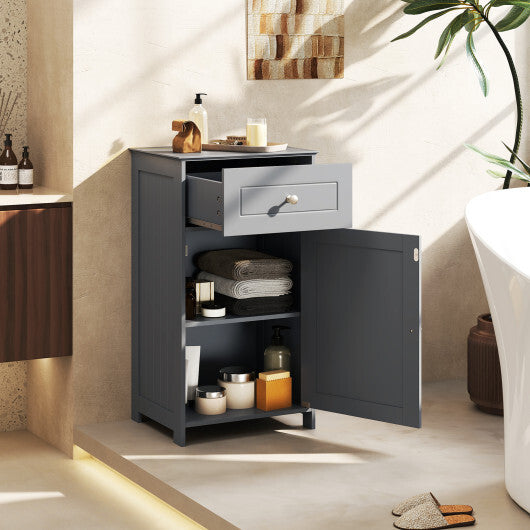 Single Door Bathroom Cabinet with Adjustable Shelf and Drawer-White W2B