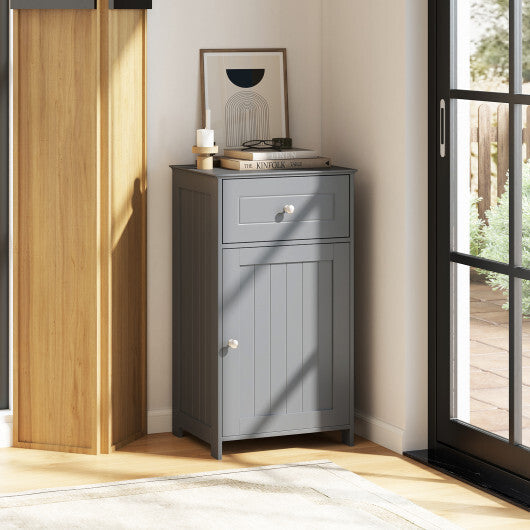 Single Door Bathroom Cabinet with Adjustable Shelf and Drawer-White W2B