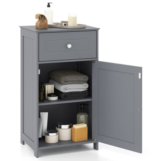Single Door Bathroom Cabinet with Adjustable Shelf and Drawer-White W2B