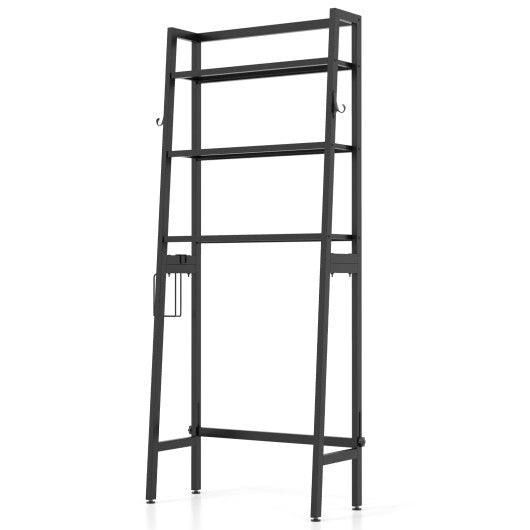 3-Tier Over The Toilet Storage Shelf with Adjustable Bottom Bar-Black W2B