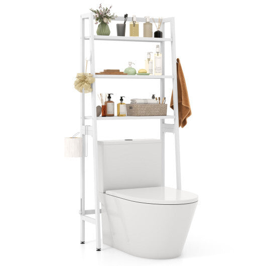 3-Tier Over The Toilet Storage Shelf with Adjustable Bottom Bar-Black W2B