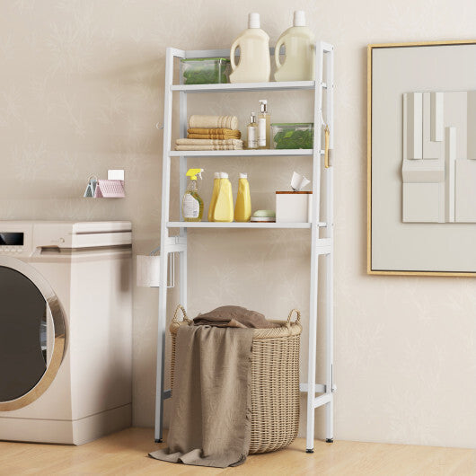 3-Tier Over The Toilet Storage Shelf with Adjustable Bottom Bar-Black W2B