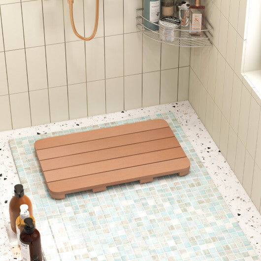 Waterproof HIPS Spa Shower Mat for Bathroom with Non Slip Foot Pads-Brown