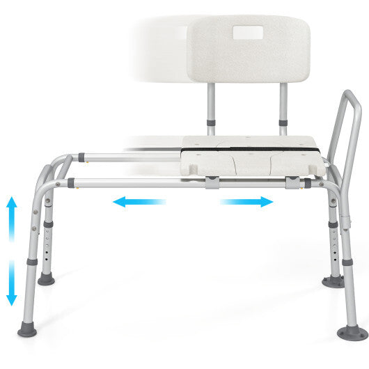 Sliding Tub Transfer Bench with Extra-Wide Seat for Elderly and Disabled W2B