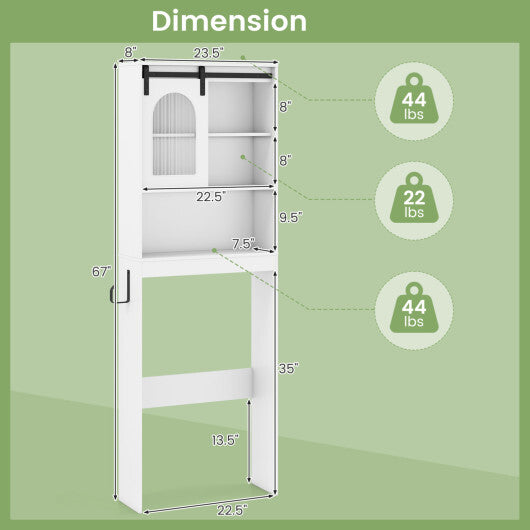 Over Toilet Storage Cabinet with Sliding Barn Door and Open Shelves for Bathroom-Oak W2B