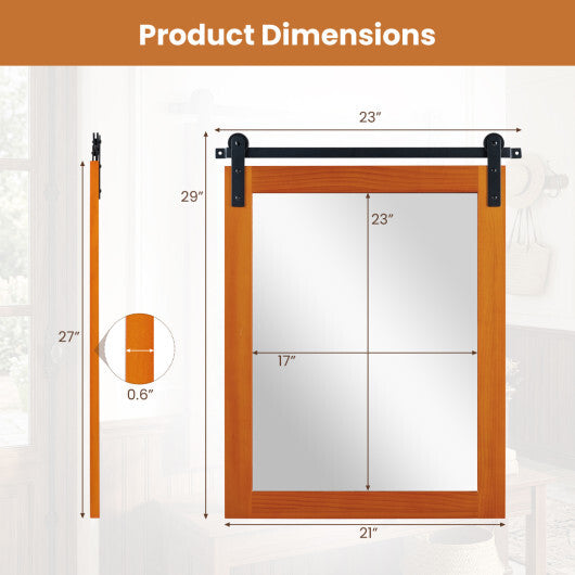 29" x 23" Rectangle Farmhouse Wall Mirror with Metal Bracket for Bathroom-Brown W2B