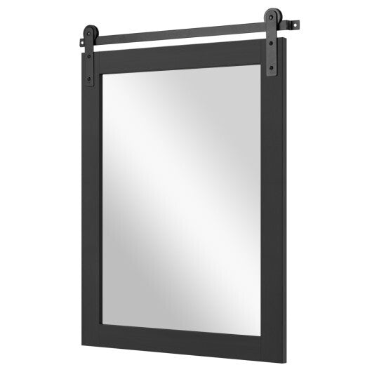 29" x 23" Rectangle Farmhouse Wall Mirror with Metal Bracket for Bathroom-Brown W2B