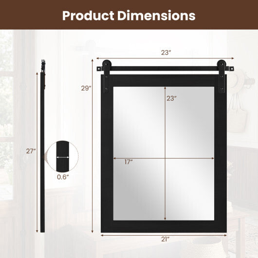 29" x 23" Rectangle Farmhouse Wall Mirror with Metal Bracket for Bathroom-Brown W2B