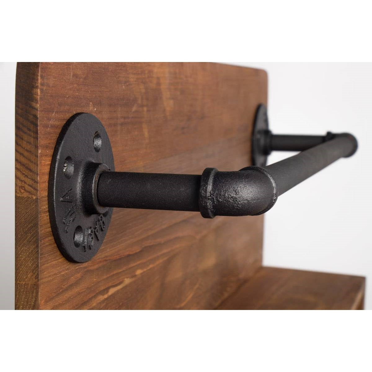 4 Bottle Rustic Farmhouse Wall Mounted Wine Rack with Glass Holder FastFurnishings