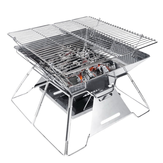 Brentwood 14 x 14 Inch Portable Stainless Steel Folding Charcoal BBQ Grill with Carry Bag W2B