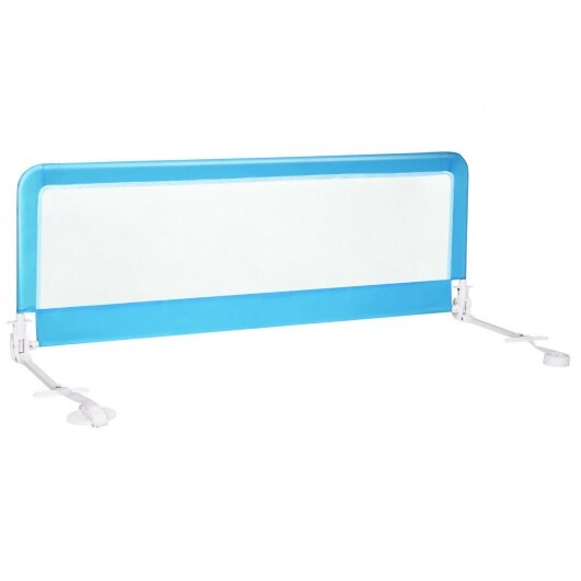 59 Inch Folding Breathable Baby Bed Rail Guard with Safety Strap-Blue - Color: Blue W2B