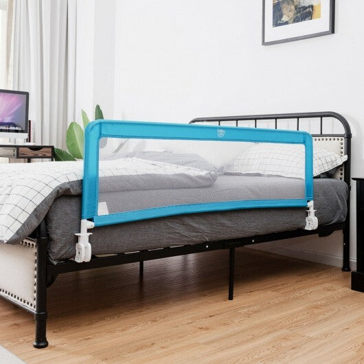 59 Inch Folding Breathable Baby Bed Rail Guard with Safety Strap-Blue - Color: Blue W2B