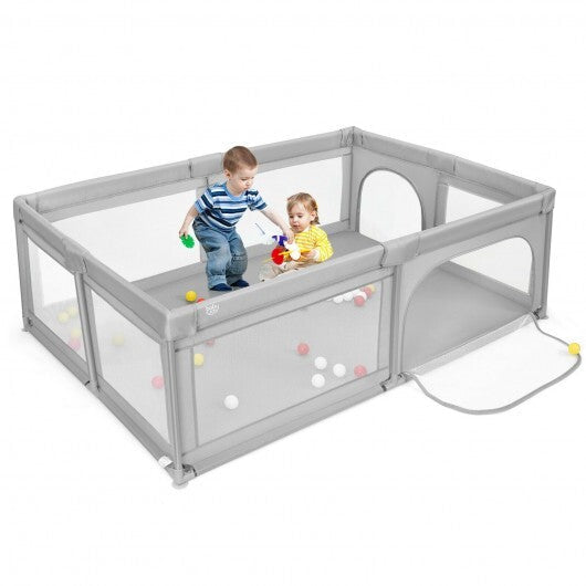 Extra-Large Safety Baby Fence with 50 Ocean Balls-Gray W2B