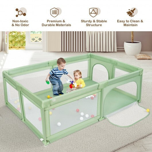 Extra-Large Safety Baby Fence with 50 Ocean Balls-Gray W2B