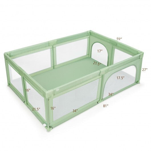Extra-Large Safety Baby Fence with 50 Ocean Balls-Gray W2B