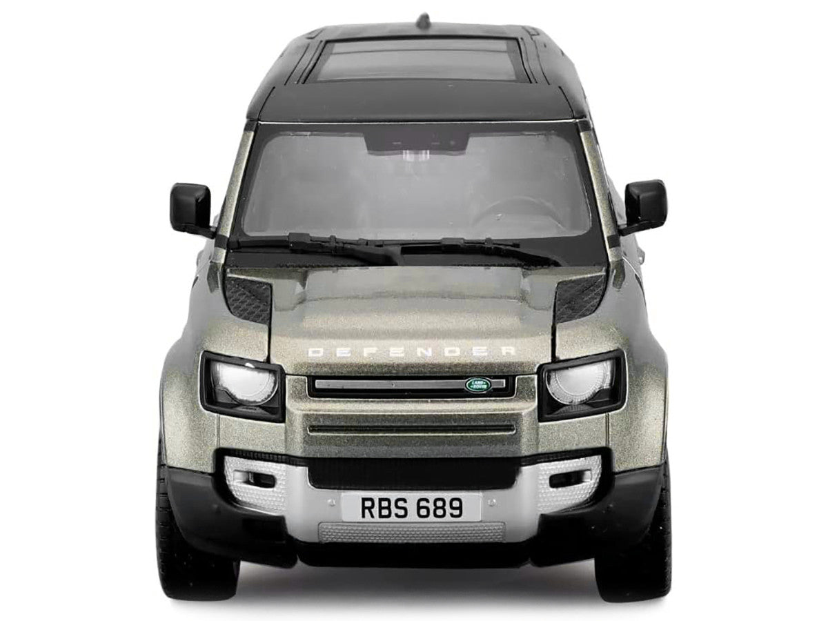 2022 Land Rover Defender 110 Green Metallic with Black Top and Sunroof 1/24 Diecast Model Car by Bburago Bburago