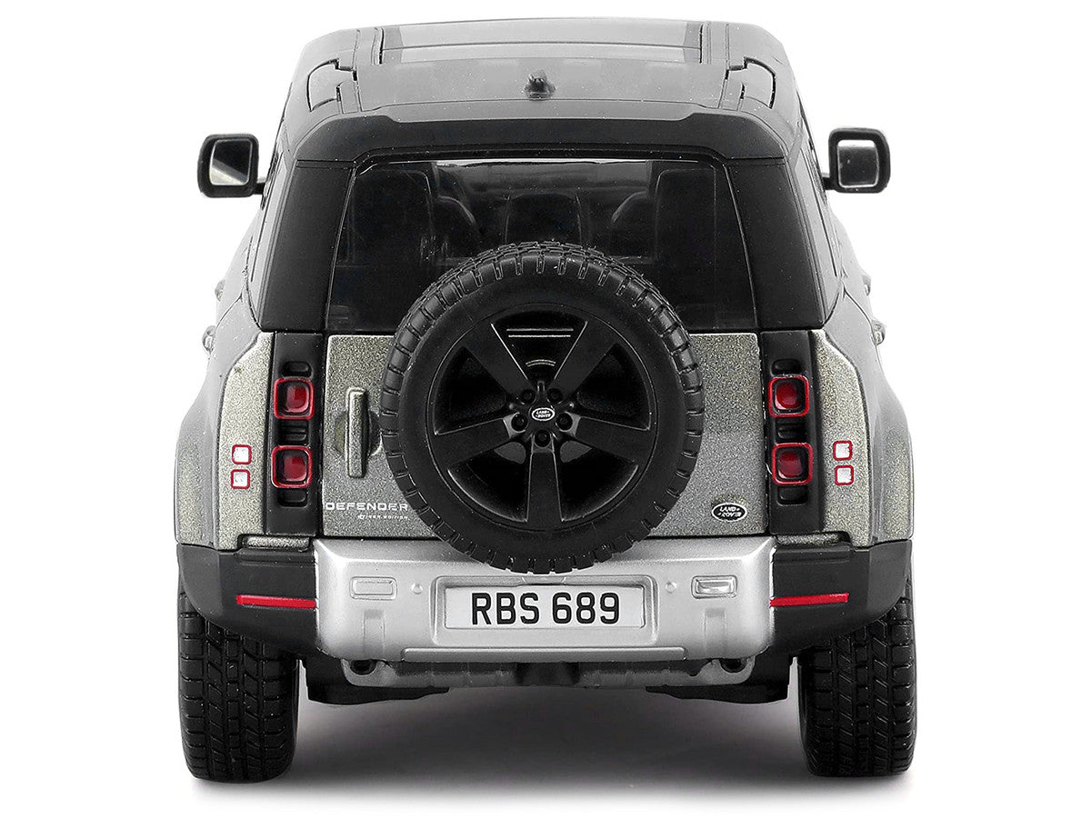 2022 Land Rover Defender 110 Green Metallic with Black Top and Sunroof 1/24 Diecast Model Car by Bburago Bburago