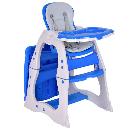 3 in 1 Infant Table and Chair Set Baby High Chair-Blue - Color: Blue W2B