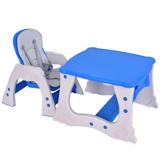 3 in 1 Infant Table and Chair Set Baby High Chair-Blue W2B
